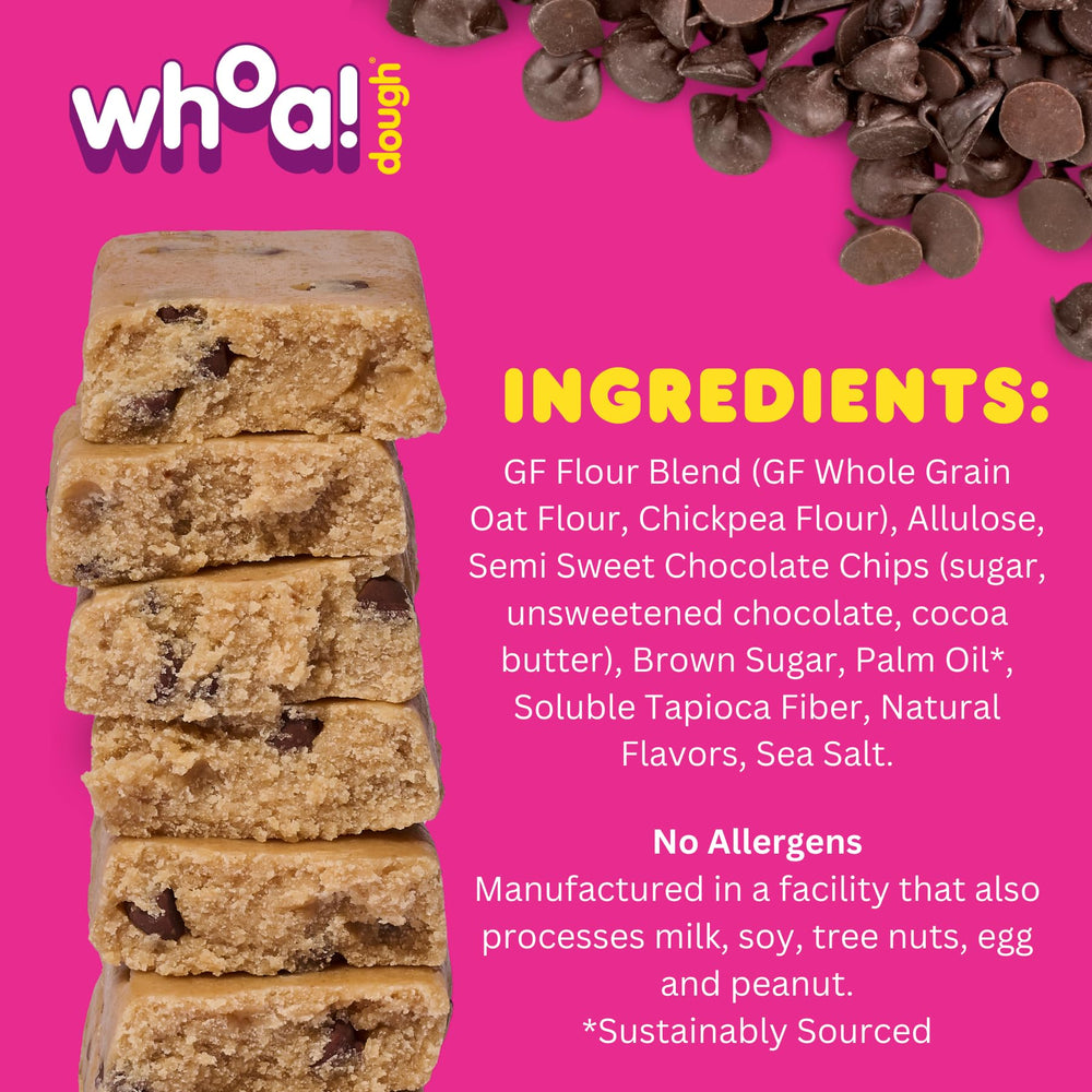 Whoa Dough peanut butter chocolate chip bar blends nuttiness with chocolate chips.