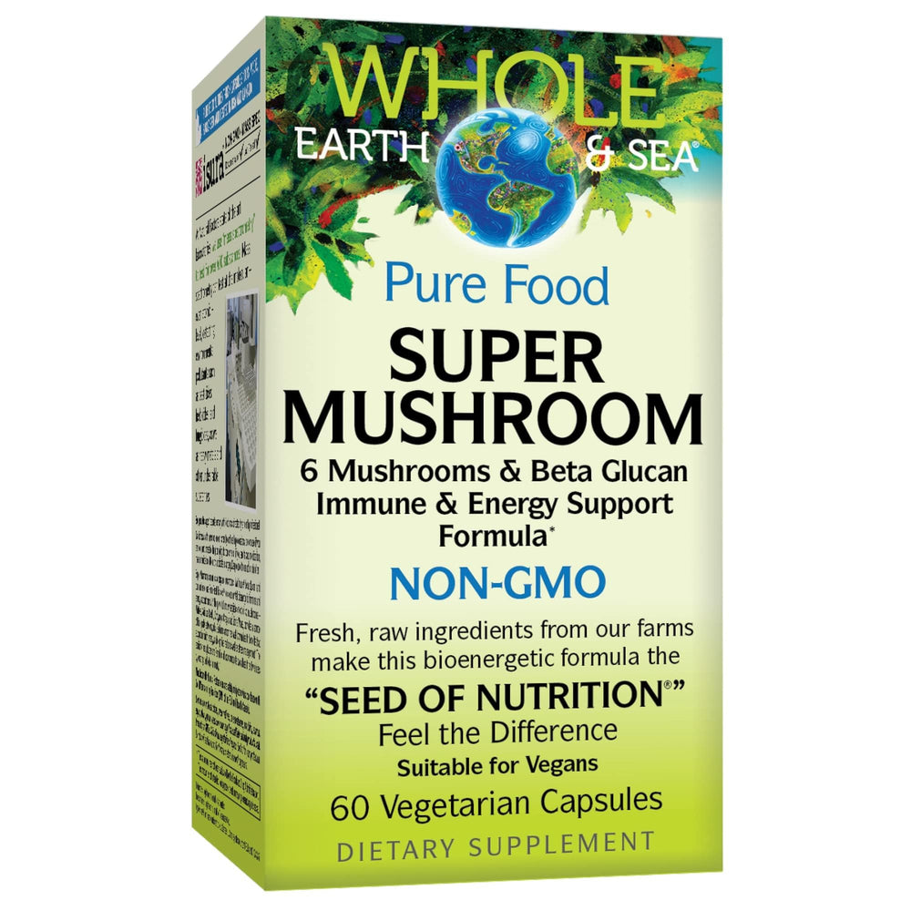 Bottle of Whole Earth & Sea Super Mushroom with 60 vegetarian capsules