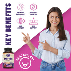 WHOLE WORLD WELLNESS saffron capsules closeup highlights daily use and memory support