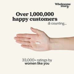 Wholesome Story capsule in hand demonstrating compact size and easy swallowing