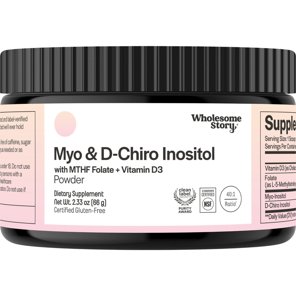 Wholesome Story product front label showing powder jar and branding benefit clarity