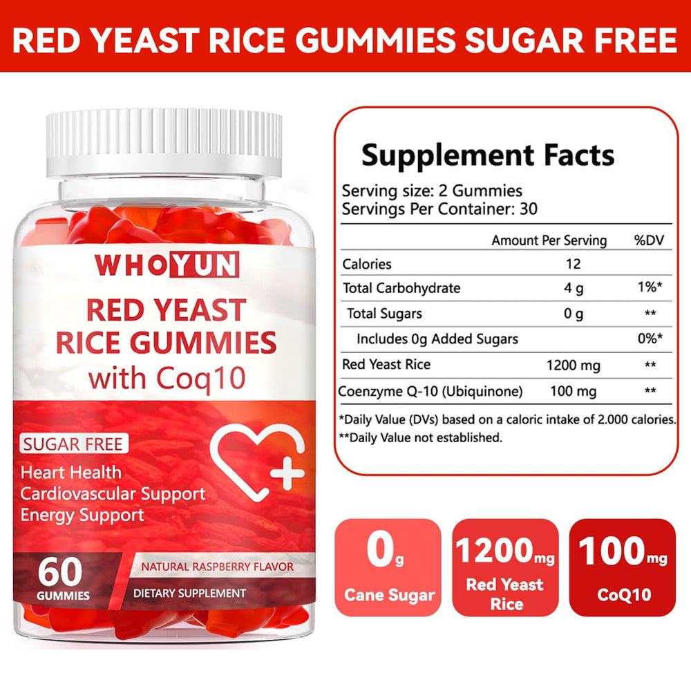 Whoyun Red Yeast Rice Gummies product label
