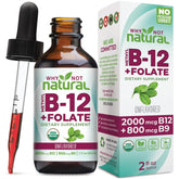 Label of Why Not Natural Vitamin B12 Liquid + Folate Organic Sublingual Drops