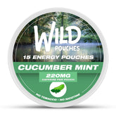 Front view of Wild 15x220mg caffeine pouches nicotine free cucumber mint can