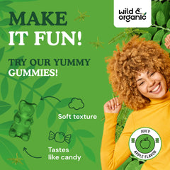 Wild & Organic Chanca Piedra gummies bottle-dispense demonstrating easy daily use.