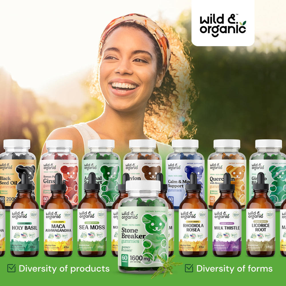 Wild & Organic Chanca Piedra gummies on-shelf with 60-count bottle.