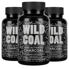 Wild Coal Activated Charcoal Capsules bottle front view