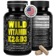 Wild Foods 5000 IU Vitamin D3 + K2 MK-7 2-Pack front view