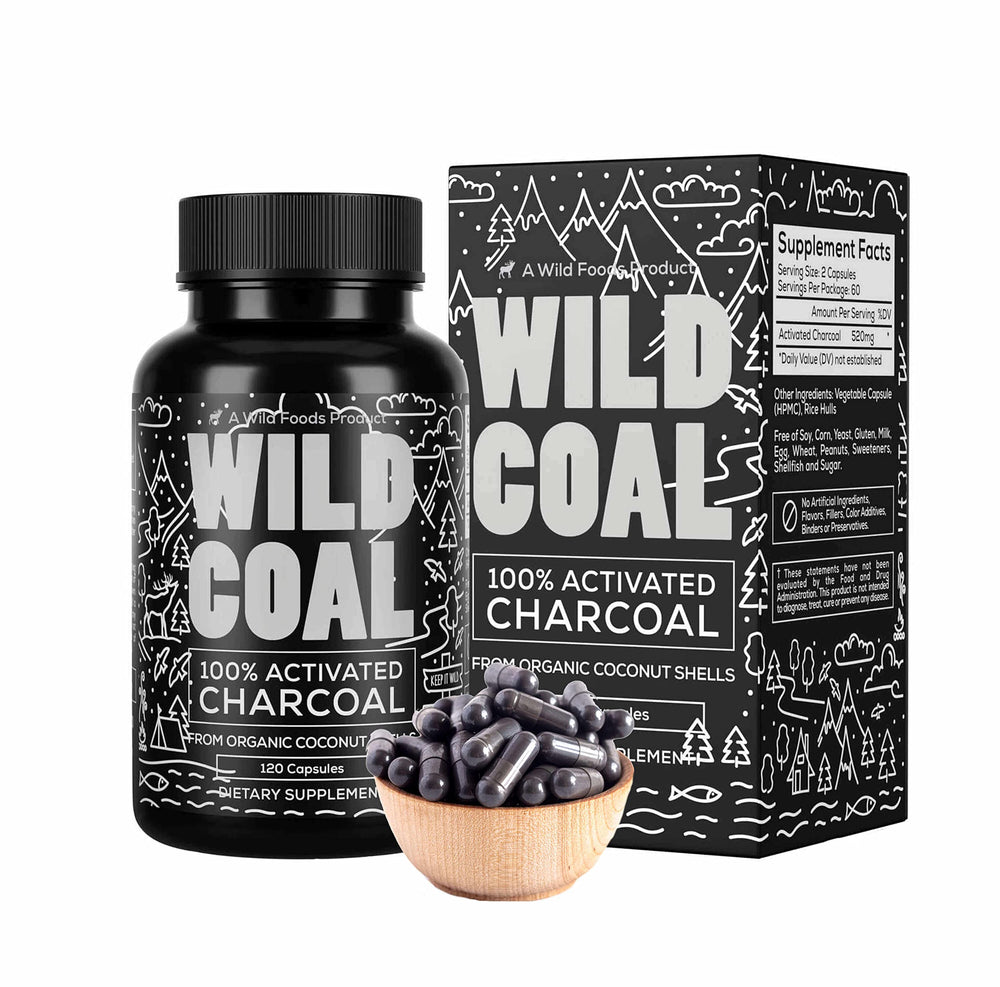 Bottle of Wild Foods Activated Charcoal Capsules