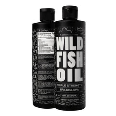 Front view of Wild Foods Lemon Omega-3 Liquid Fish Oil bottle (16 oz, 2-pack)
