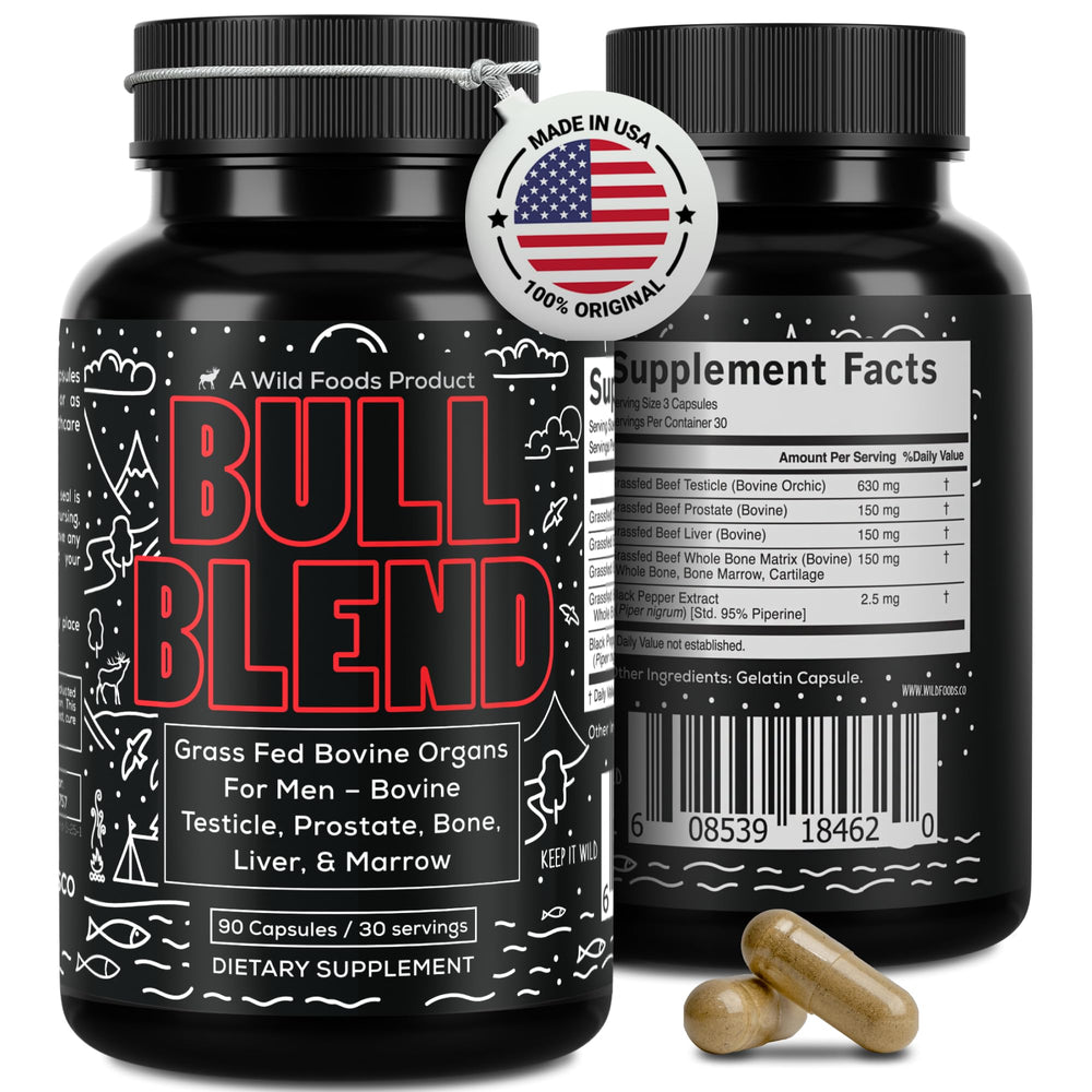 Wild Foods Men's Vitality Formula bottle with capsules