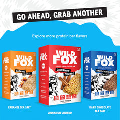 Wild Fox clean-label graphics highlight premium nut butter in each bar.