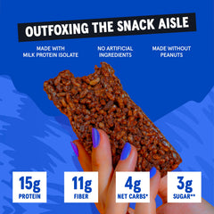 Wild Fox Protein Bars caramel sea salt bar reveals glossy caramel and chocolate notes.