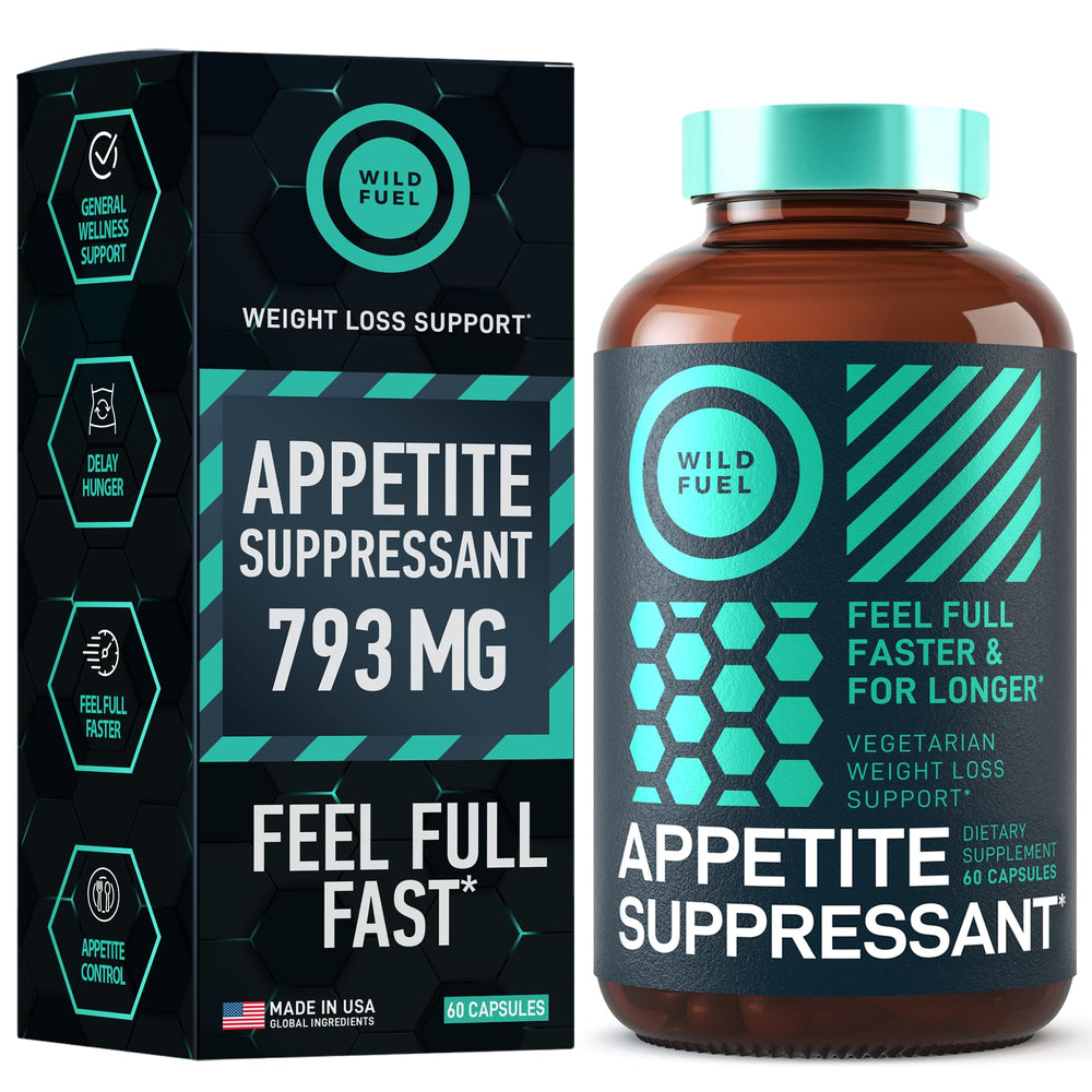 Wild Fuel appetite suppressant bottle packaging highlighting convenient daily use for cravings control.