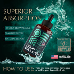 Dropper dispensing lemon-flavored liquid collagen