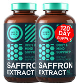 WILD FUEL Pure Saffron Extract bottle highlighting eye health benefits