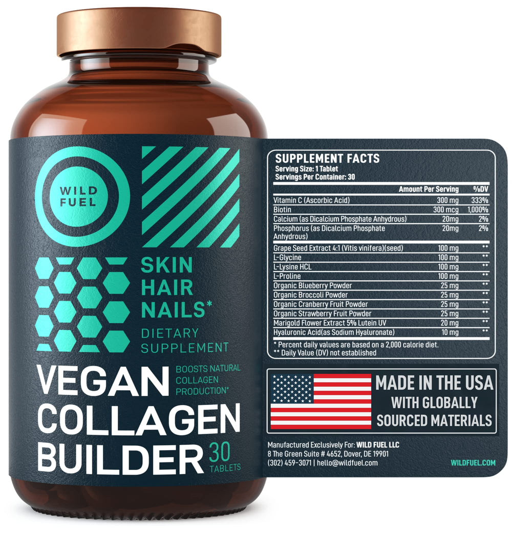 Front label showcasing vegan collagen booster