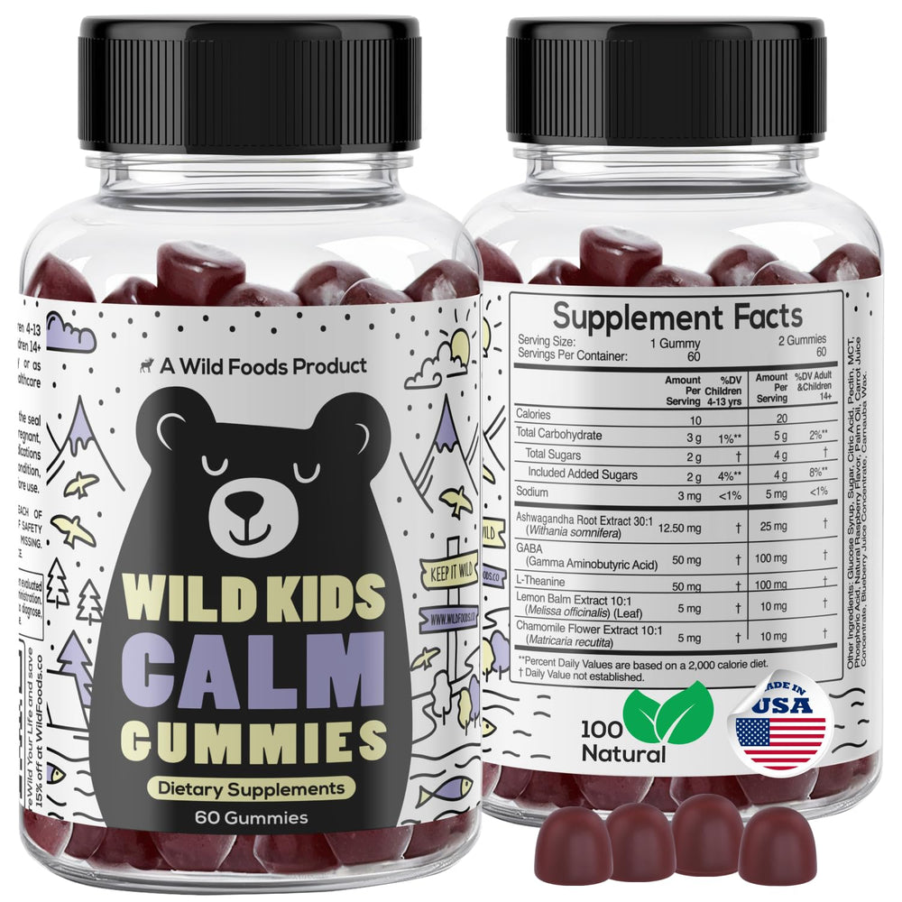 Wild Kids Calm Gummies bottle – berry flavor