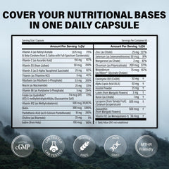 Ingredients panel of Wild Methylated Multivitamin.