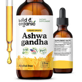 Bottle of Wild & Organic Ashwagandha Liquid Drops with dropper