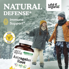 Nutritional label on Wild & Organic Astragalus Capsules bottle