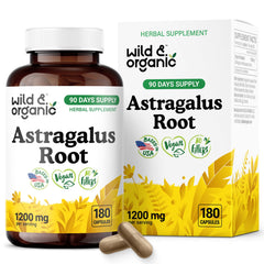 Wild & Organic Astragalus Capsules bottle front