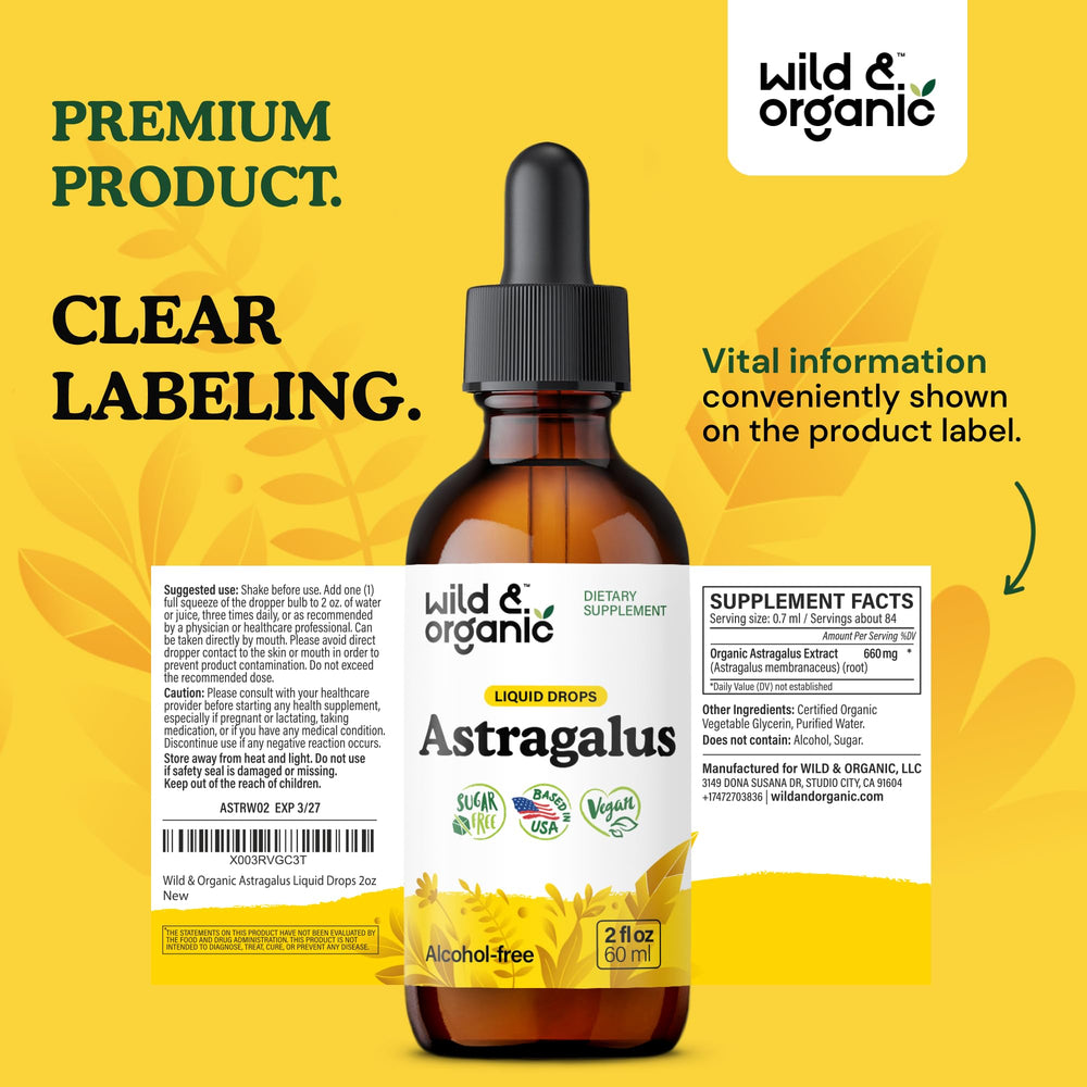 Lifestyle shot of astragalus tincture on a kitchen counter