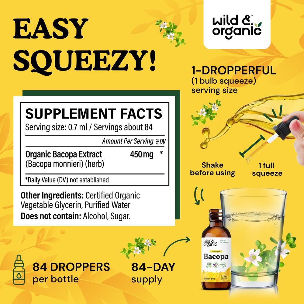 Label on Wild & Organic Bacopa Tincture bottle