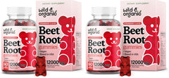 Front view of Wild & Organic Beet Root Gummies 12000 mg in a two-pack box