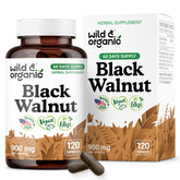 Hero image: Wild & Organic Black Walnut Hull Capsules 900 mg bottle