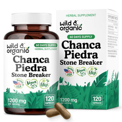 Bottle of Wild & Organic Chanca Piedra capsules with label