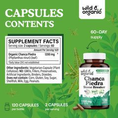 Front packaging of Wild & Organic Chanca Piedra capsules