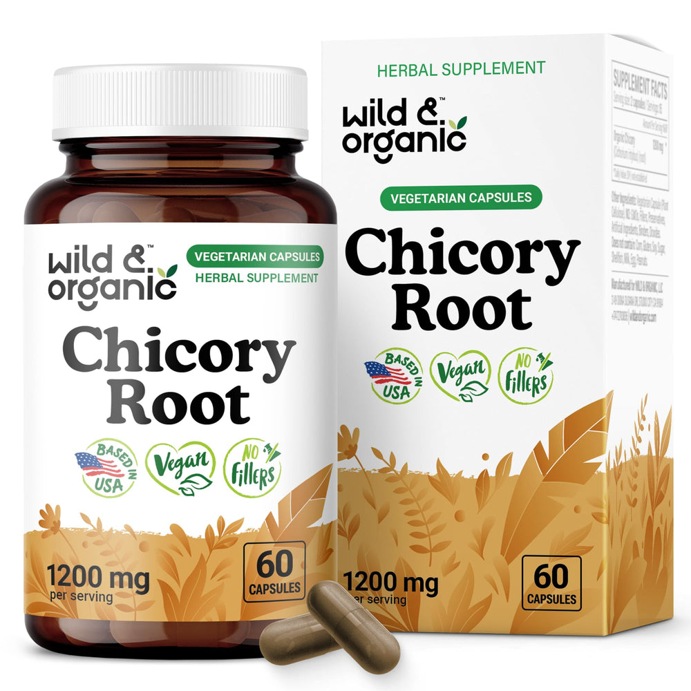 Bottle of Wild & Organic Chicory Root Capsules, 1200 mg per serving