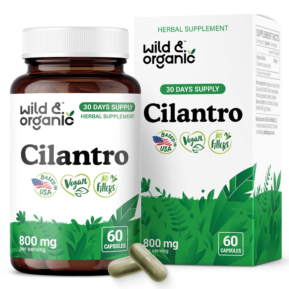 Front view of Wild & Organic Cilantro Capsules 800 mg bottle