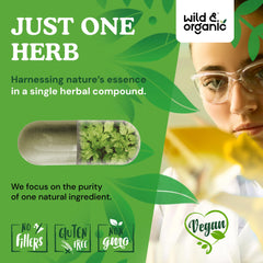 Wild and Organic cilantro capsules dosing scene with two capsules daily