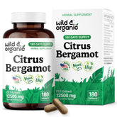 Front view of Wild & Organic Citrus Bergamot 500mg Capsules bottle