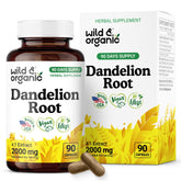 Wild & Organic Dandelion Root Capsules bottle on white background