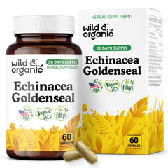 Front view of Wild & Organic Echinacea Goldenseal Capsules bottle