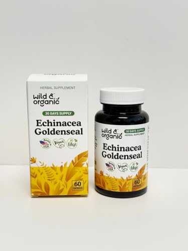 Close-up of echinacea and goldenseal capsules