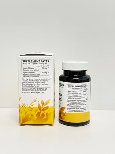 Label highlighting 500 mg echinacea and 500 mg goldenseal powder