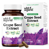 Bottle of Wild & Organic Grape Seed Extract Capsules showing 400 mg per serving