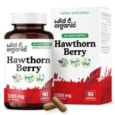 Front view of Wild & Organic Hawthorn Berry Capsules bottle, 90 capsules.