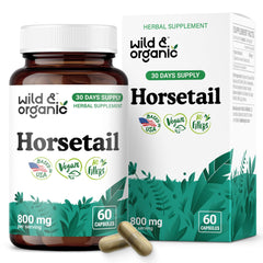 Wild & Organic Horsetail Herb Capsules bottle on white background