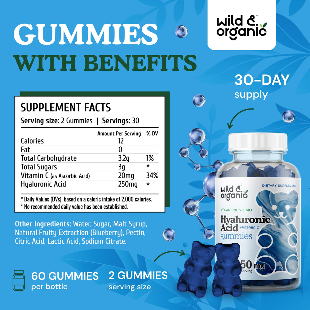 Blueberry flavored vegan hyaluronic acid gummies