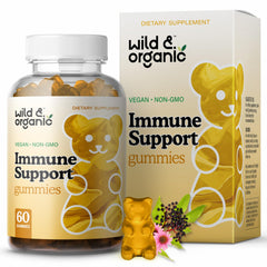 Bottle of Wild & Organic Immune Support Gummies with elderberry
