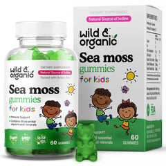 Front view of Wild & Organic Irish Sea Moss Gummies for Kids 800mg