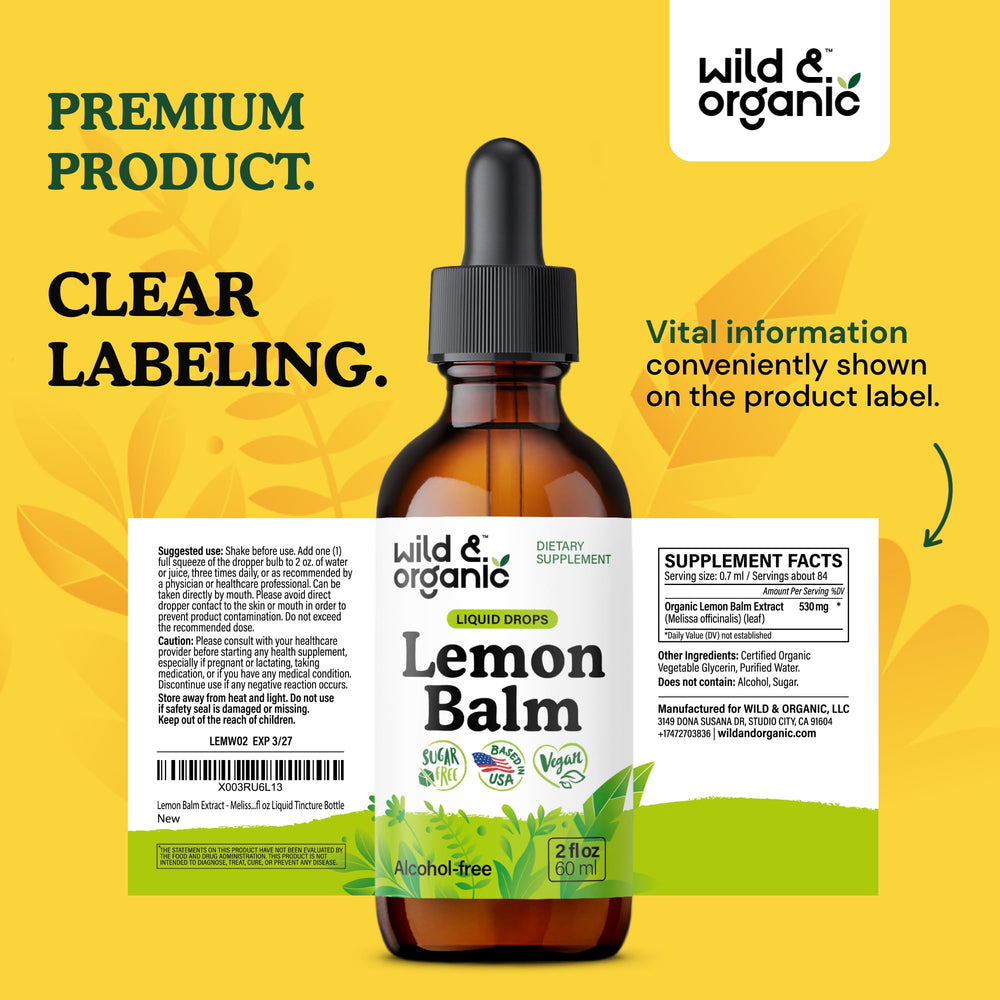 Natural lemon balm drops with no artificial additives