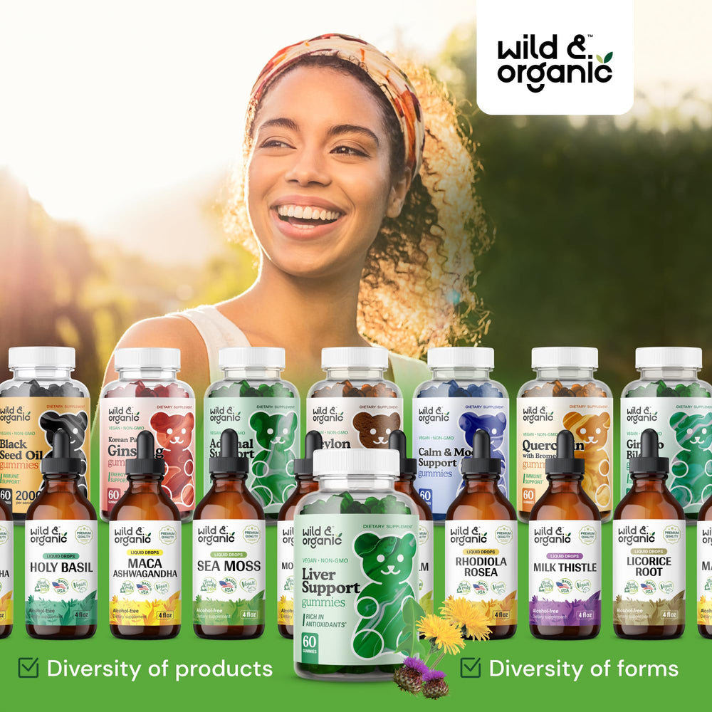 Nutrition facts label on Wild & Organic Liver Support Gummies