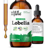 Wild & Organic Lobelia tincture bottle front view for daily lung support