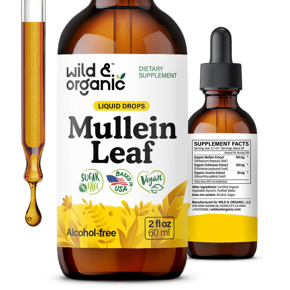 Bottle of Wild & Organic Mullein Drops, 2 fl oz